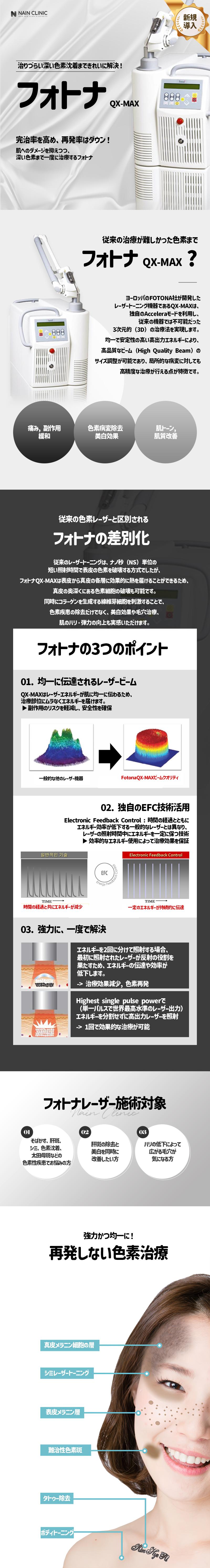 色素治療にはフォトナレーザー 難治性、深い色素もフォトやレーザーで除去!