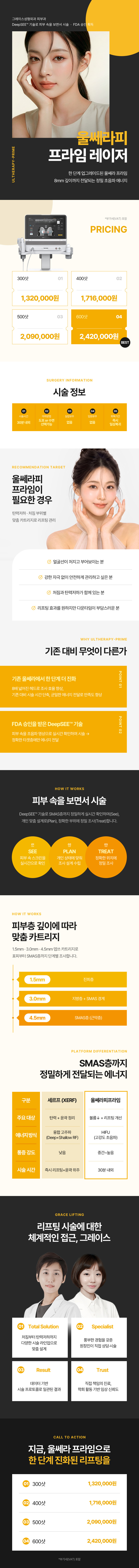 그레이스성형외과의원에서 제공하는 울쎄라피 리프팅 300샷 400샷 서비스
