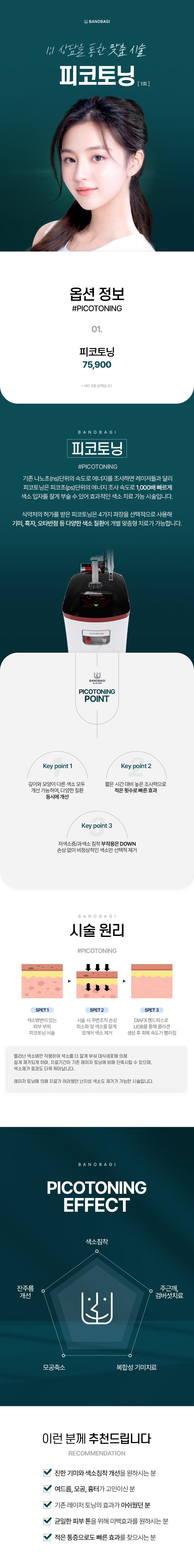 바노바기의원 창원점의 피코토닝 시술로 기미, 잡티, 색소침착 개선 효과를 제공하는 7.59만원 1회 프로모션