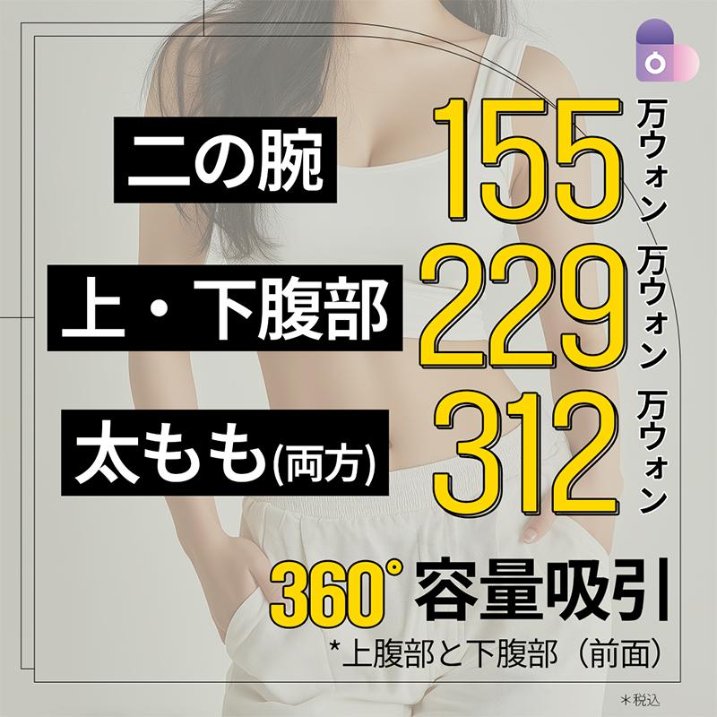  ボディー脂肪吸引360°二の腕、太もも、腹部、ラブハンドル、副乳